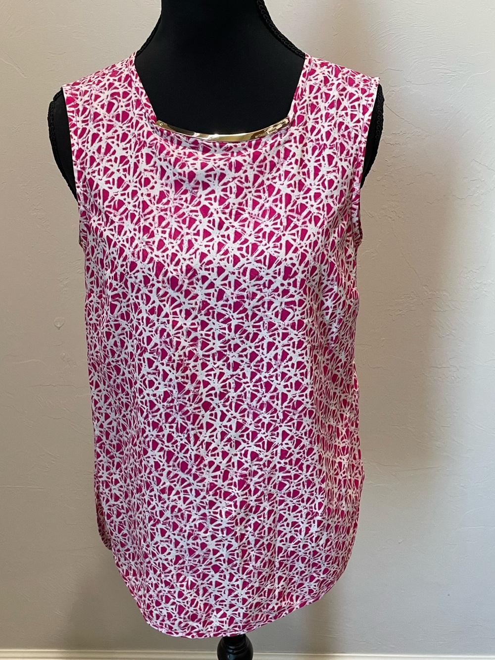Michael Kors Pink Geometric Sleeveless Camisole with Gold Trim